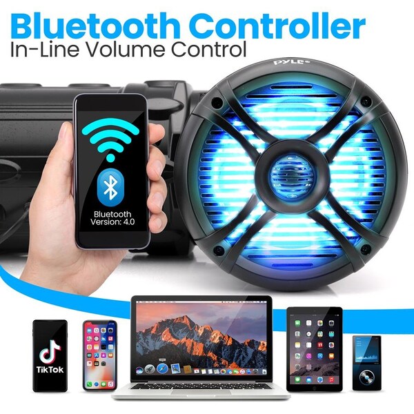 Pyle Marine Bluetooth Powered Speakers, PLATV85BT.5 - PLATV85BT.5