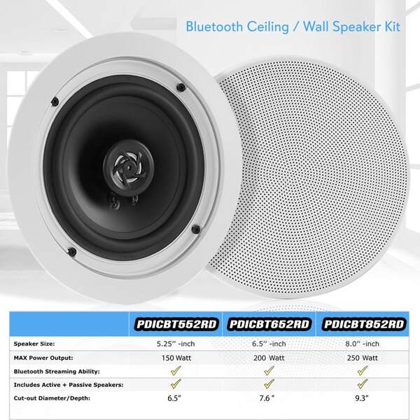 Pyle Dual 5.25" Bluetooth Ceiling / Wall Spea - PDICBT552RD