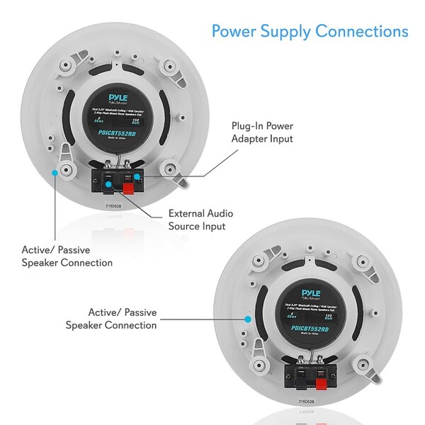 Pyle Dual 5.25" Bluetooth Ceiling / Wall Spea - PDICBT552RD