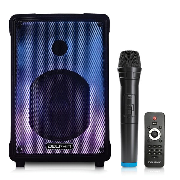 Dolphin Audio Portable 40-Watt-Continous-Power Bluetooth Speaker with Lights and Microphone - KP-80