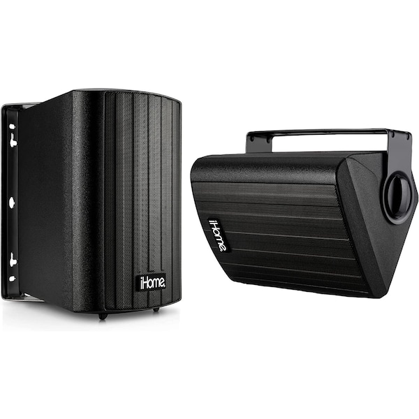 Ihome Waterproof Swivel Wall Mountable 65 Outdoor Bluetooth Speaker Set2 Black - IHSI-W650BT-PR-BLK