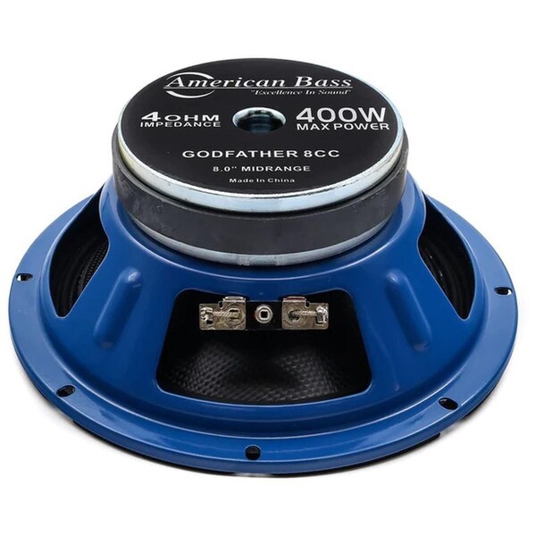 American Bass High Power Godfather 8-in Carbon Fiber Cone Midrange Speaker Single with matched grill - GF-8CC
