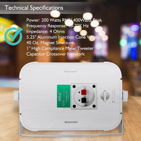 Pyle 5.25" Indoor/Outdoor Waterproof Speakers (White) - PDWR40W