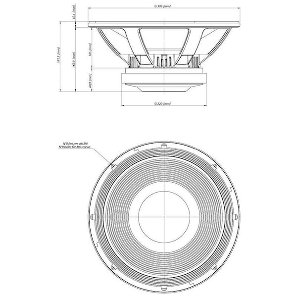 18 Sound Top Performance Hi Power 15-in Subwoofer 8-Ohms w/Weather protected fiberglass reinforced cellulose - 15LW2400-8