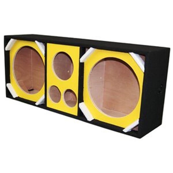 Betterbattery Brazil Vinyl 2 12 in. Woofers 2-Tweeters 1-Horn Speaker Enclosure, Yellow - BE2666795