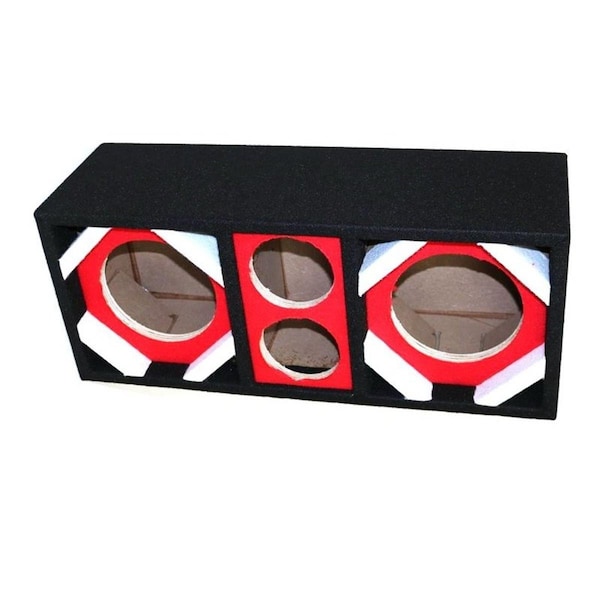 Betterbattery Empty Chuchera Speaker Enclosure for Two 6 in. Woofers Plus Two Tweeters, Red - BE3245932
