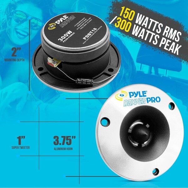 Pyle 3.75'' Aluminum Bullet Titanium Horn Tweeter, PDBT18 - PDBT18