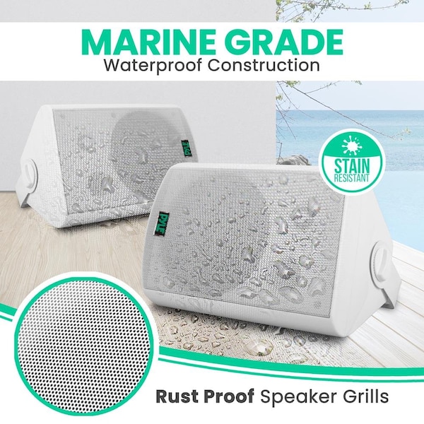 Pyle 5.25'' Indoor/Outdoor Waterproof Speakers W/30 Watt 70V Transformer - PDWR5T