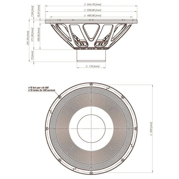 18 Sound 21-in Extended LF Neodymium Transducer w/Carbon fiber reinforced treated cellulose cone 4 Ohms - 21NLW9601-4