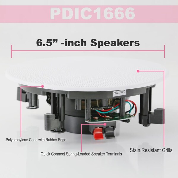 Pyle Dual 6.5" In-Wall/Ceiling 16 Ohm Speaker, PDIC1666 - PDIC1666
