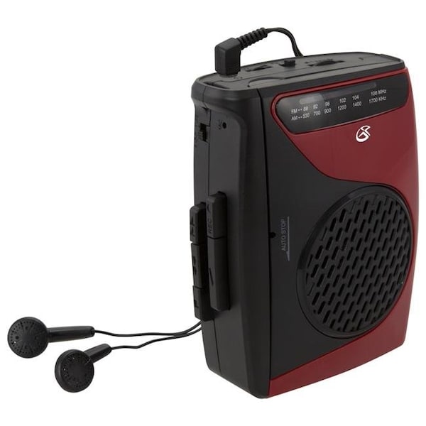 Shockwave Cassette Player; Red & Black - 3.54 x 1.57 x 4.72 in. - SH329576