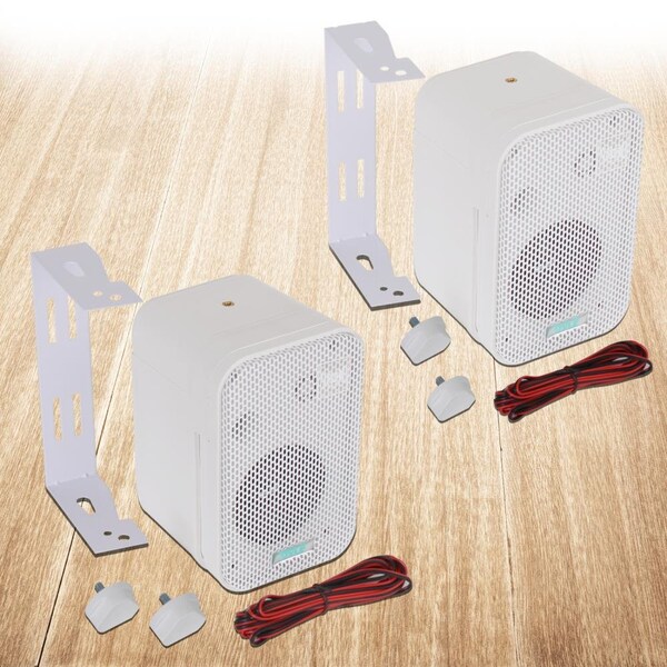 Pyle 3.5'' Indoor/Outdoor Waterproof On-Wall Speakers (White) - PDWR30W