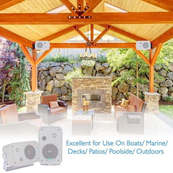 Pyle 3.5'' Indoor/Outdoor Waterproof On-Wall Speakers (White) - PDWR30W