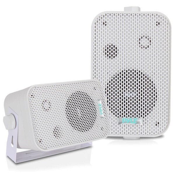 Pyle 3.5'' Indoor/Outdoor Waterproof On-Wall Speakers (White) - PDWR30W