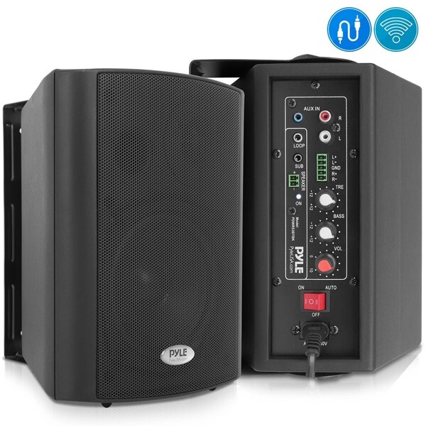 Pyle Powered Wall Mount 5.25 Speakers Black - PDWR53BTBK