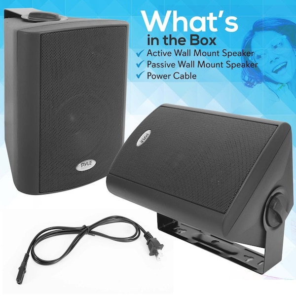Pyle Powered Wall Mount 5.25 Speakers Black - PDWR53BTBK