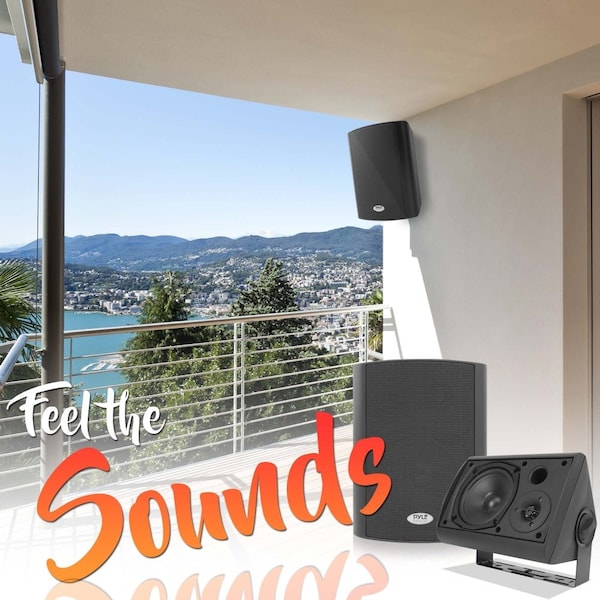 Pyle Powered Wall Mount 5.25 Speakers Black - PDWR53BTBK