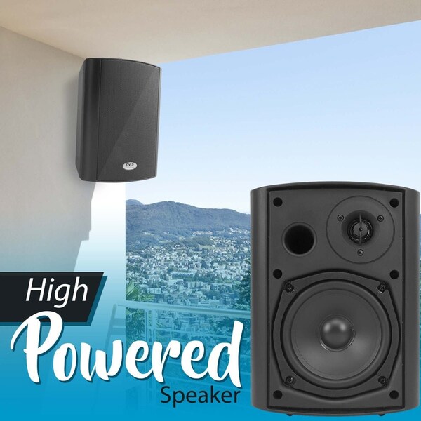 Pyle Powered Wall Mount 5.25 Speakers Black - PDWR53BTBK
