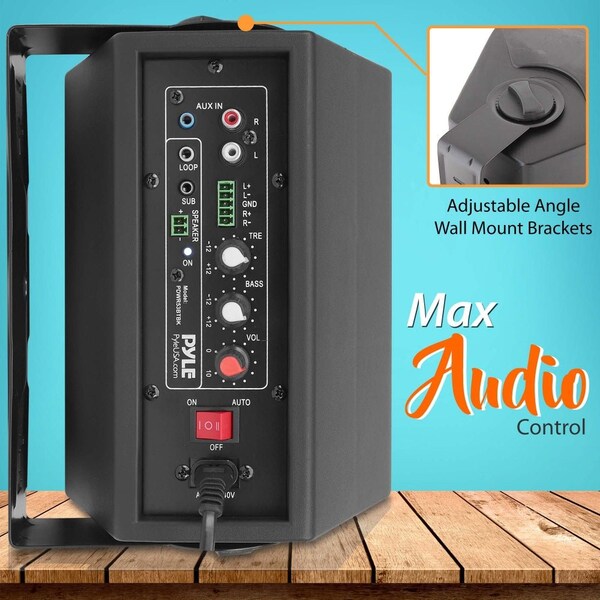 Pyle Powered Wall Mount 5.25 Speakers Black - PDWR53BTBK