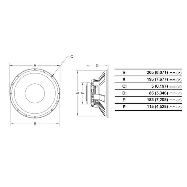 Jbl Woofer 8Pw PRO is a woofer, designed to respond at low and mid frequencies 8 Ohms - 8PWPRO-8