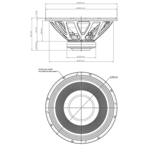 18 Sound 21-in extended low frequency loudspeaker, designed for use in vented enclosures and infra subwoofer - 21LW2600-8