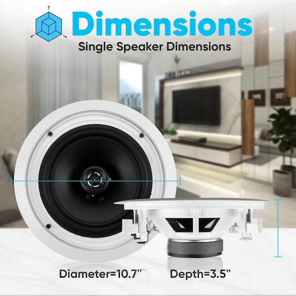 Pyle In-Wall / In-Ceiling Speakers, 2-Way Flush Mount Home Speaker Pair, 250 Watt - PDIC1681RD
