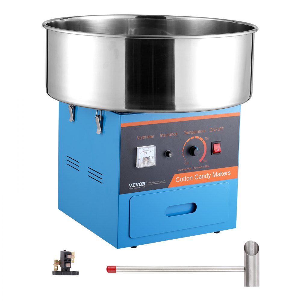 VEVOR Electric Cotton Candy Machine, 1000W Candy Floss Maker, Commercial Cotton Candy Machine with Stainless Steel Bowl, Sugar Scoop, and Drawer, Perfect for Home Kids Birthday, Family Party, Blue - TSMHTJLSWGZM1G9GCV1