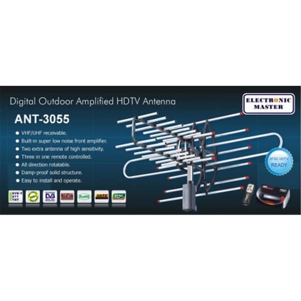 Electronic Master Remote Controlled Rotating Digital Outdoor Amplified HDTV Antenna - EL300842
