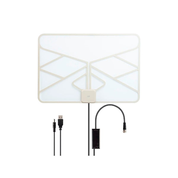 Monoprice Clear Window or Wall Mount Paper Thin HDTV Antenna with In-line Active - 39299