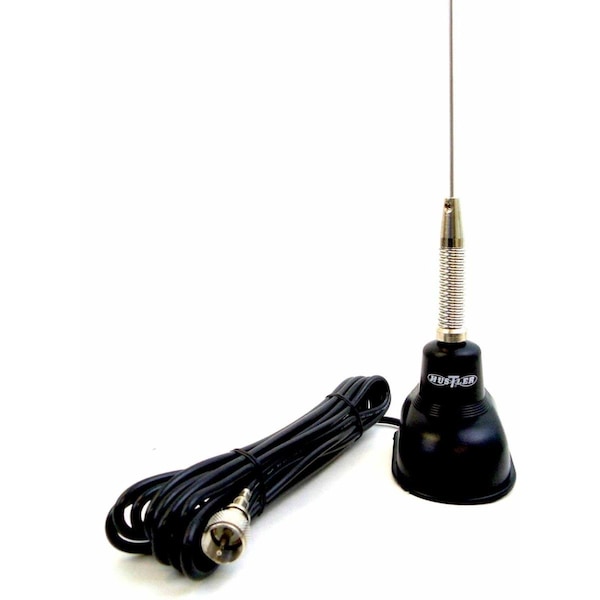 Hustler 44 in. Trunk Lip Mount CB Antenna with Spring 17 ft. Cable, Black - IC11S-B