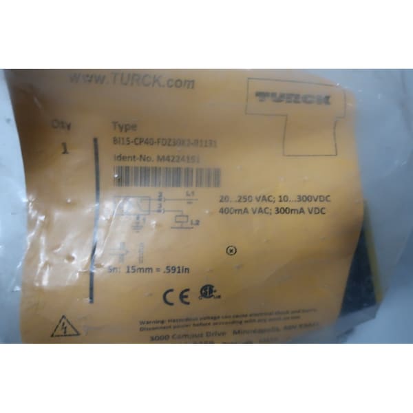 SENSOR DE PROXIMIDAD INDUCTIVO 20-250V-AC 10-300V-DC - BI15-CP40-FDZ30X2/S10