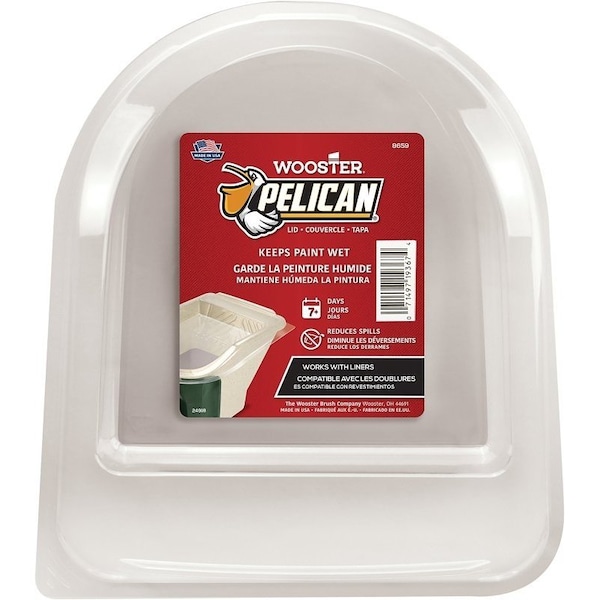 Wooster Pelican Lid, Plastic, Clear, For PELICAN Handheld Pail - 8659