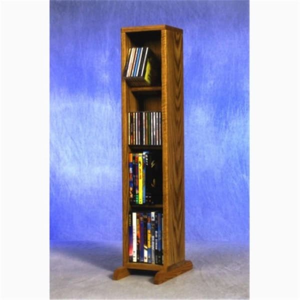 Wood Shed Solid Oak 4 Row Dowel CD-DVD Cabinet Tower - 415 COMBO