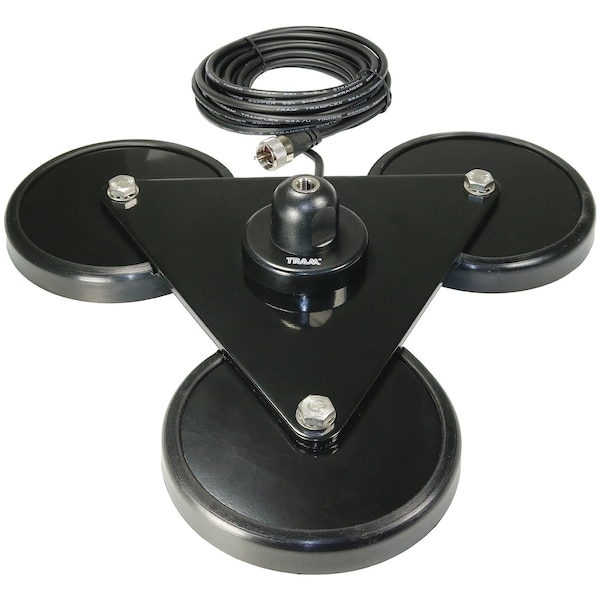 Tram 5-Inch Tri-Magnet CB Antenna Mount with Rubber Boots and 18-Foot RG58A/U Coaxial Cable - 269