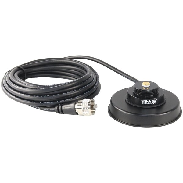 Tram 3-1/4-Inch Black Zinc NMO Magnet Mount with RG58 Coaxial Cable and UHF PL-259 Connector - 1235