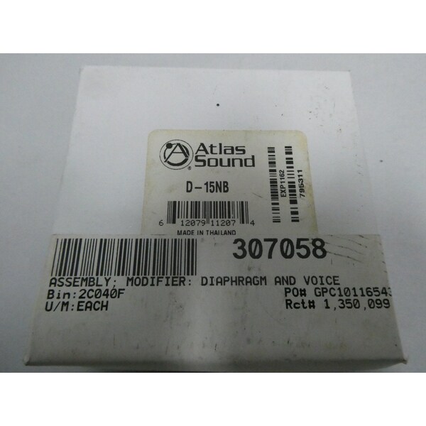 Atlas Sound SPEAKER DIAPHRAGM PAGING & TELECOMMUNICATIONS PART & ACCESSORY - D-15NB