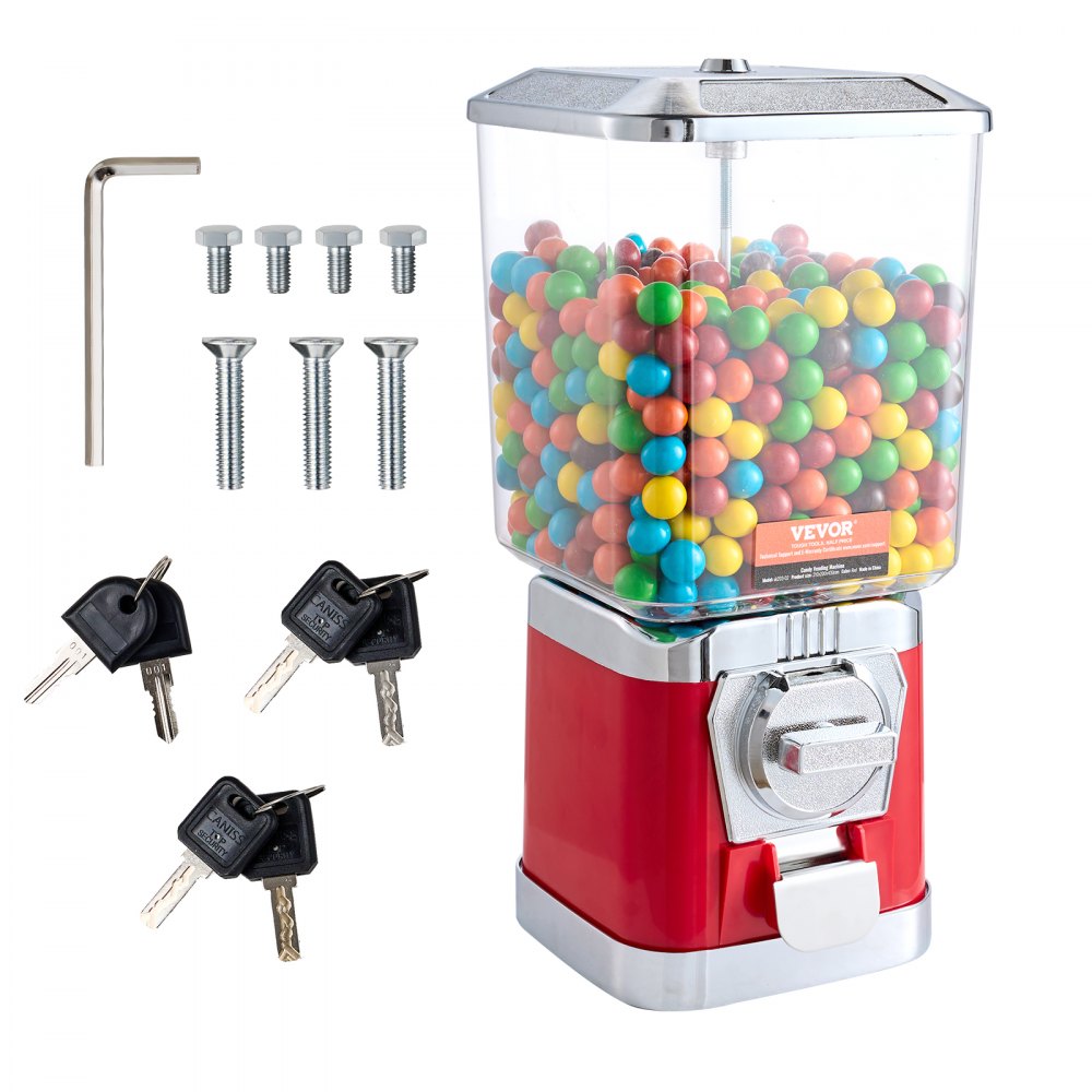 VEVOR 17"H Gumball Machine Vending Coin Bank Vintage Candy Dispenser PC Red - TSTGFMJ1FX1715JWTV0