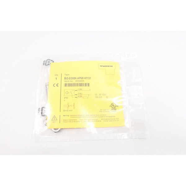 Sensor de proximidad inductivo Turck Bi2-Eg08K-Ap6X-V1131 de 10-30V-CD - BI2-EG08K-AP6X-V1131