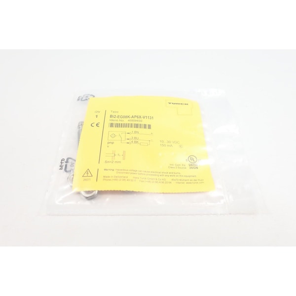 Sensor de proximidad inductivo Turck Bi2-Eg08K-Ap6X-V1131 de 10-30V-CD - BI2-EG08K-AP6X-V1131