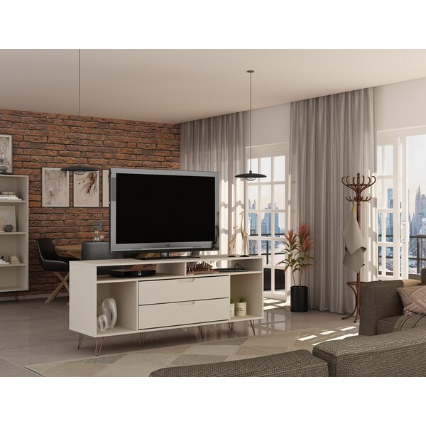 Manhattan Comfort Rockefeller 62.99 TV Stand, Off White - 130GMC3