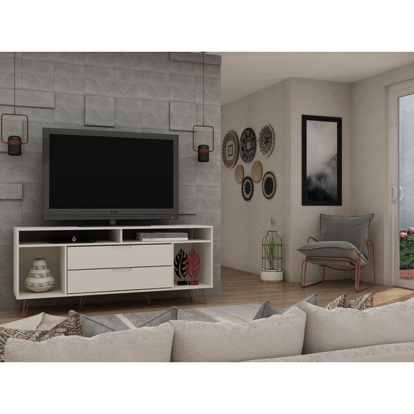 Manhattan Comfort Rockefeller 62.99 TV Stand, Off White - 130GMC3