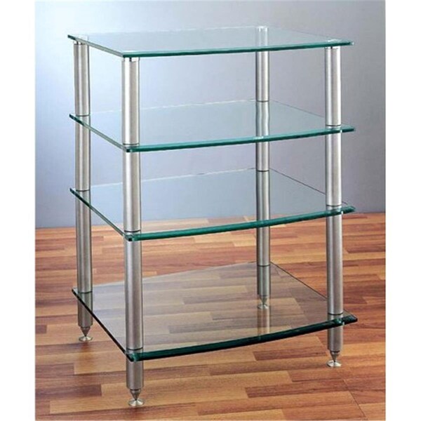 Vti Manufacturing VTI Manufacturing AGR404S 4 Silver Poles 4 Glass Shelves AV Stand - AGR404S