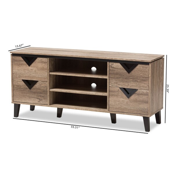 Baxton Studio Beacon Modern Light Brown Wood 55-Inch TV Stand - 137-7561