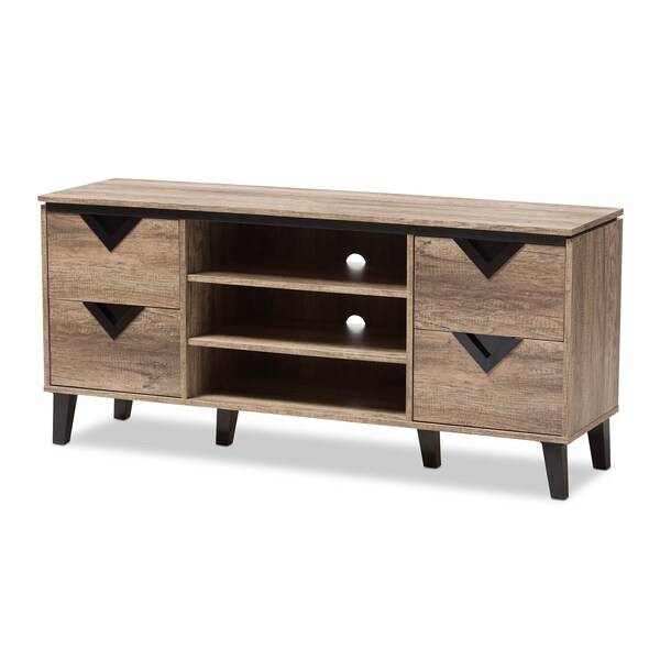 Baxton Studio Beacon Modern Light Brown Wood 55-Inch TV Stand - 137-7561