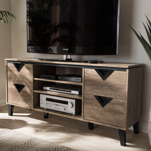 Baxton Studio Beacon Modern Light Brown Wood 55-Inch TV Stand - 137-7561