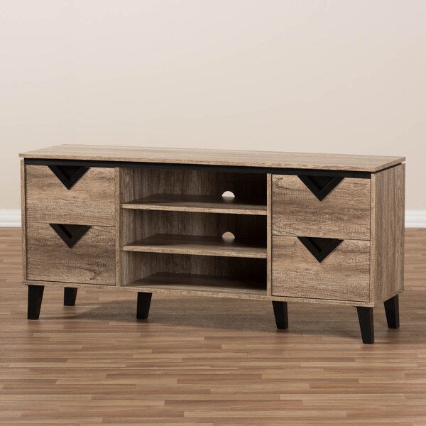 Baxton Studio Beacon Modern Light Brown Wood 55-Inch TV Stand - 137-7561