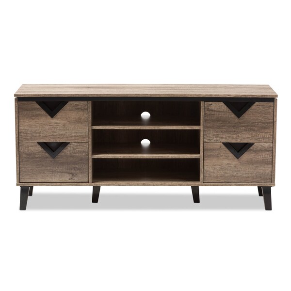 Baxton Studio Beacon Modern Light Brown Wood 55-Inch TV Stand - 137-7561