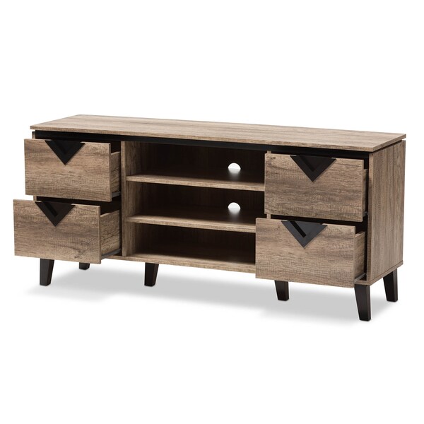 Baxton Studio Beacon Modern Light Brown Wood 55-Inch TV Stand - 137-7561