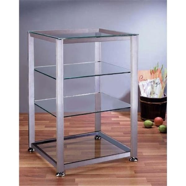 Vti Manufacturing VTI Manufacturing EGR404S 4 Silver Poles 4 Clear Glass Shelves AV Stand - EGR404S