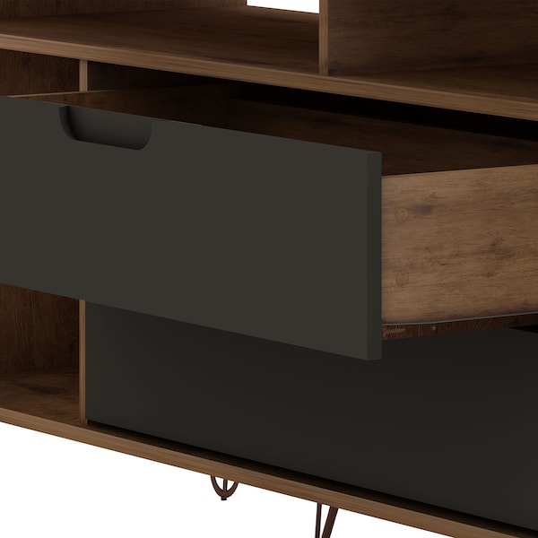 Manhattan Comfort Rockefeller 62.99 TV Stand, Nature and Textured Grey - 130GMC7